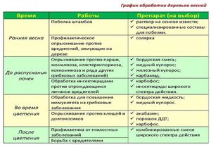 Схема обработки груш от вредителей